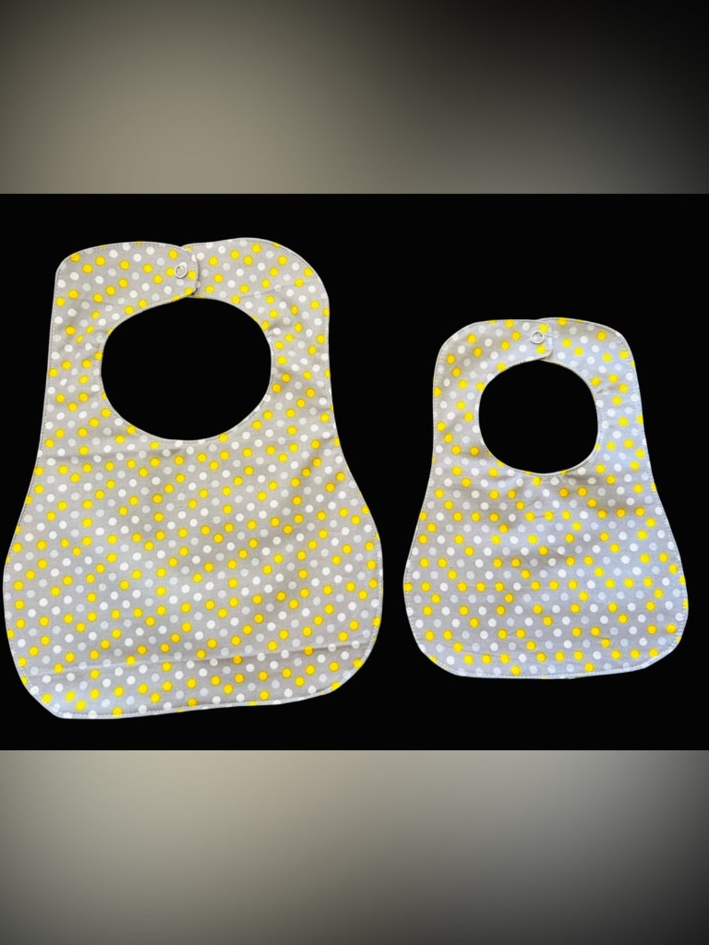 Baby Bib Set - Yellow & Gray Polka Dot Kids Bibs